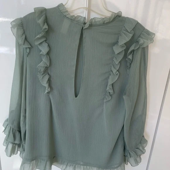 H&M Soft Green Ruffled Blouse - Picture 2 of 7
